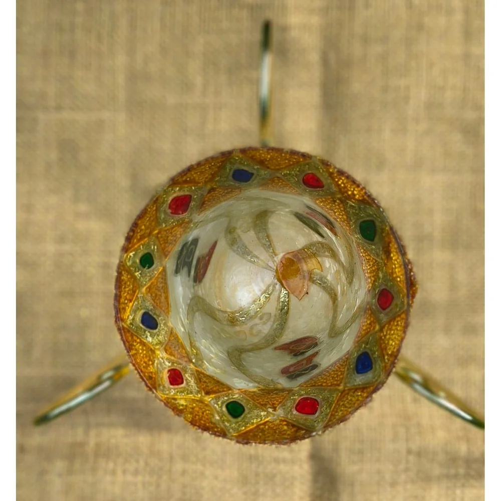 Christmas Stocking Votive Candle Holder with Gold Wire Stand Jewel Accents